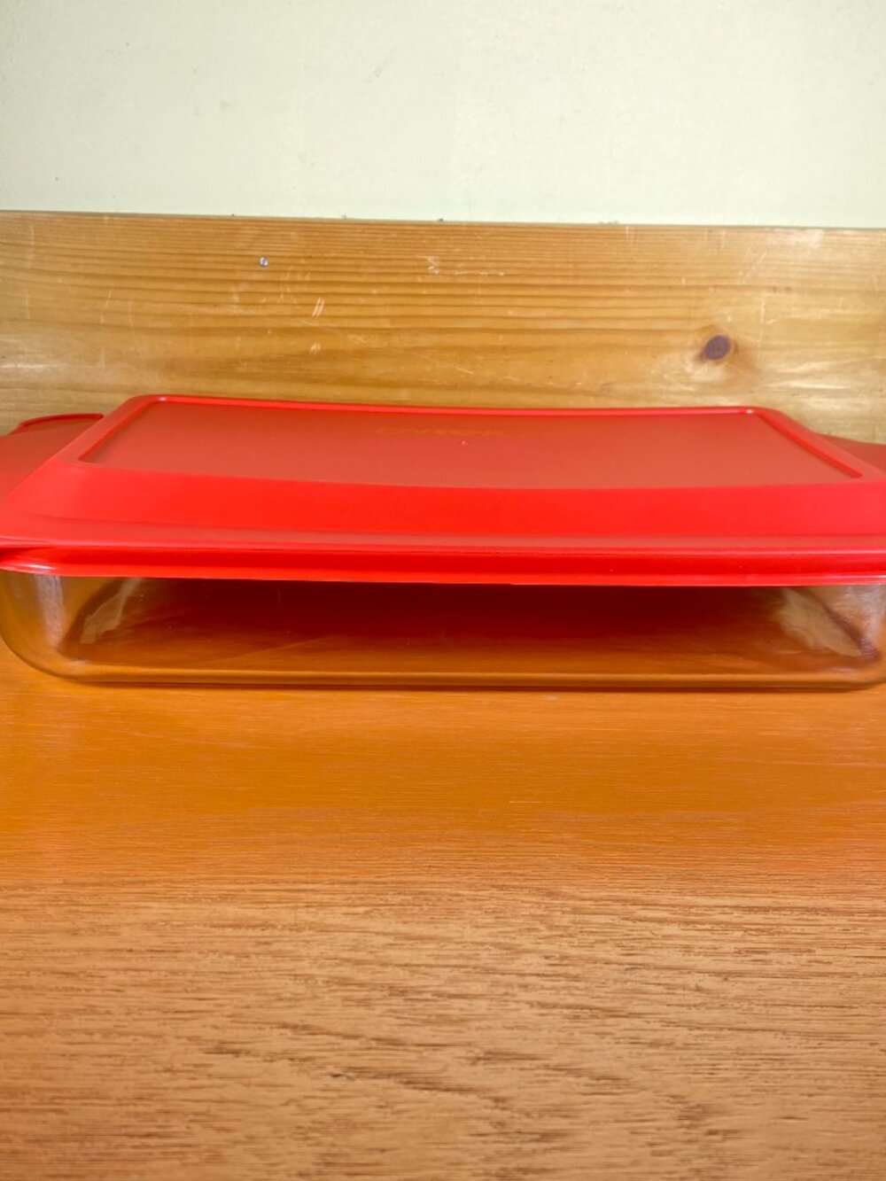Pyrex 3 Qt Clear Glass Casserole Dish 15x9.5x2 w/ Red Lid USA Baking Pan